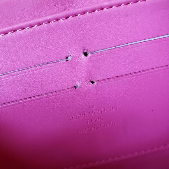 Authentic Louis Vuitton Logo Vernis Zippy Long Wallet Red Orange Pink - Picture 6 of 16
